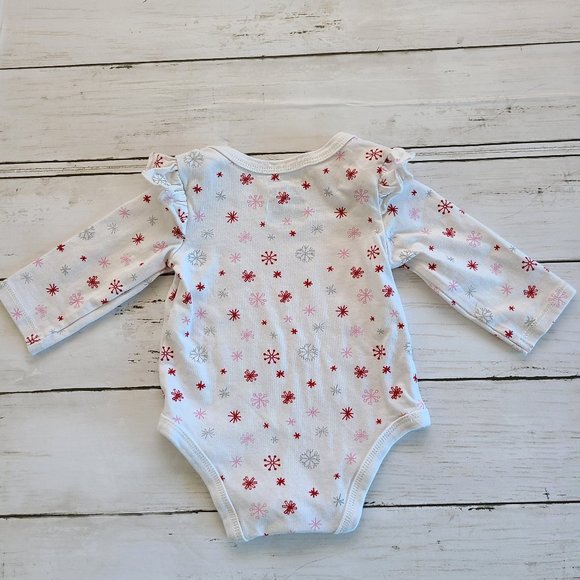 ♡ 5/$20 - First Impressions Girl's Snowflake Long Sleeve Bodysuit Newborn - Picture 3 of 7
